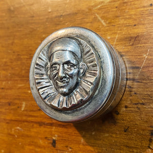 Antique Pill Box with Creepy Embossed Face | 1920s