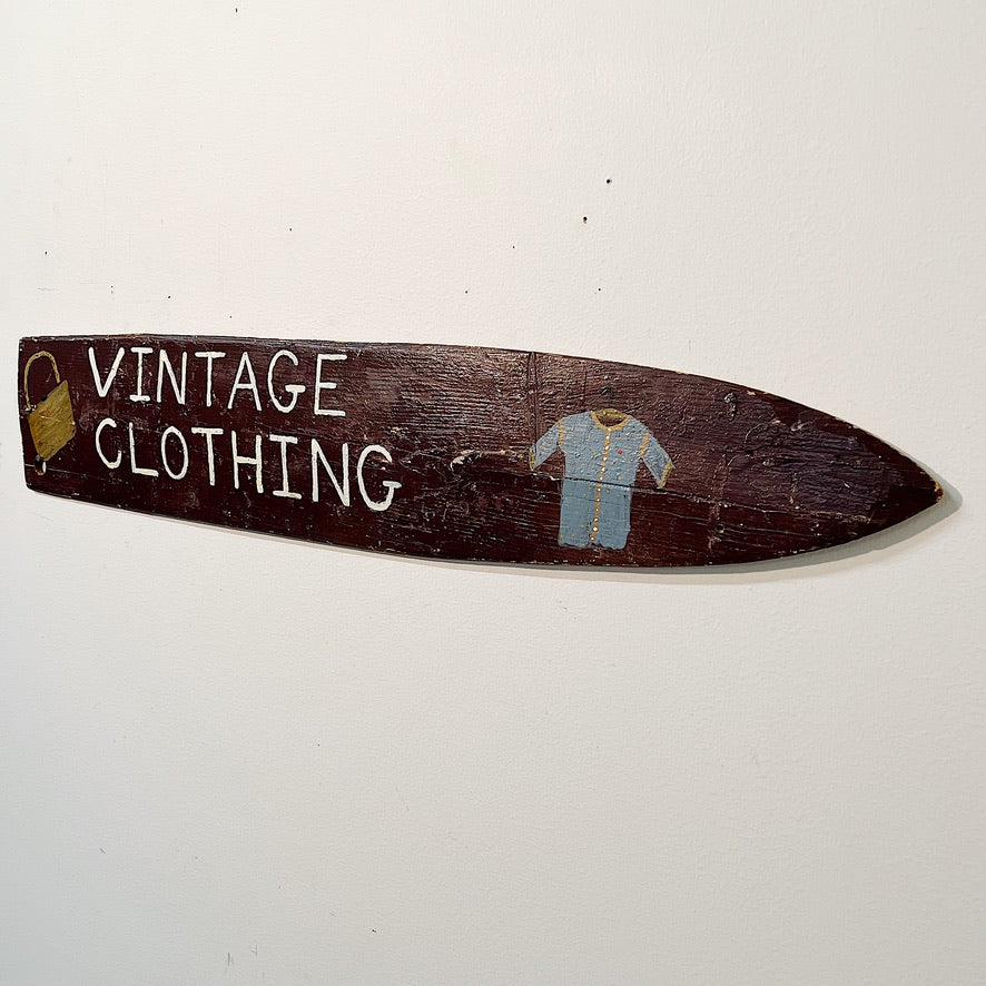 1960s Folk Art Vintage Clothing Sign from Hippie Store | 36" x 7"