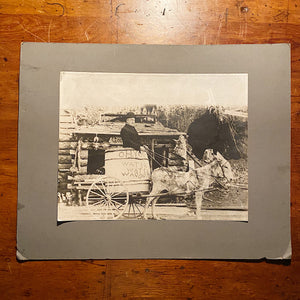 Large Antique Photograph of Temperance Water Wagon Promoting Prohibition - Black White Silver Gelatin Print - Rare North Dakota History