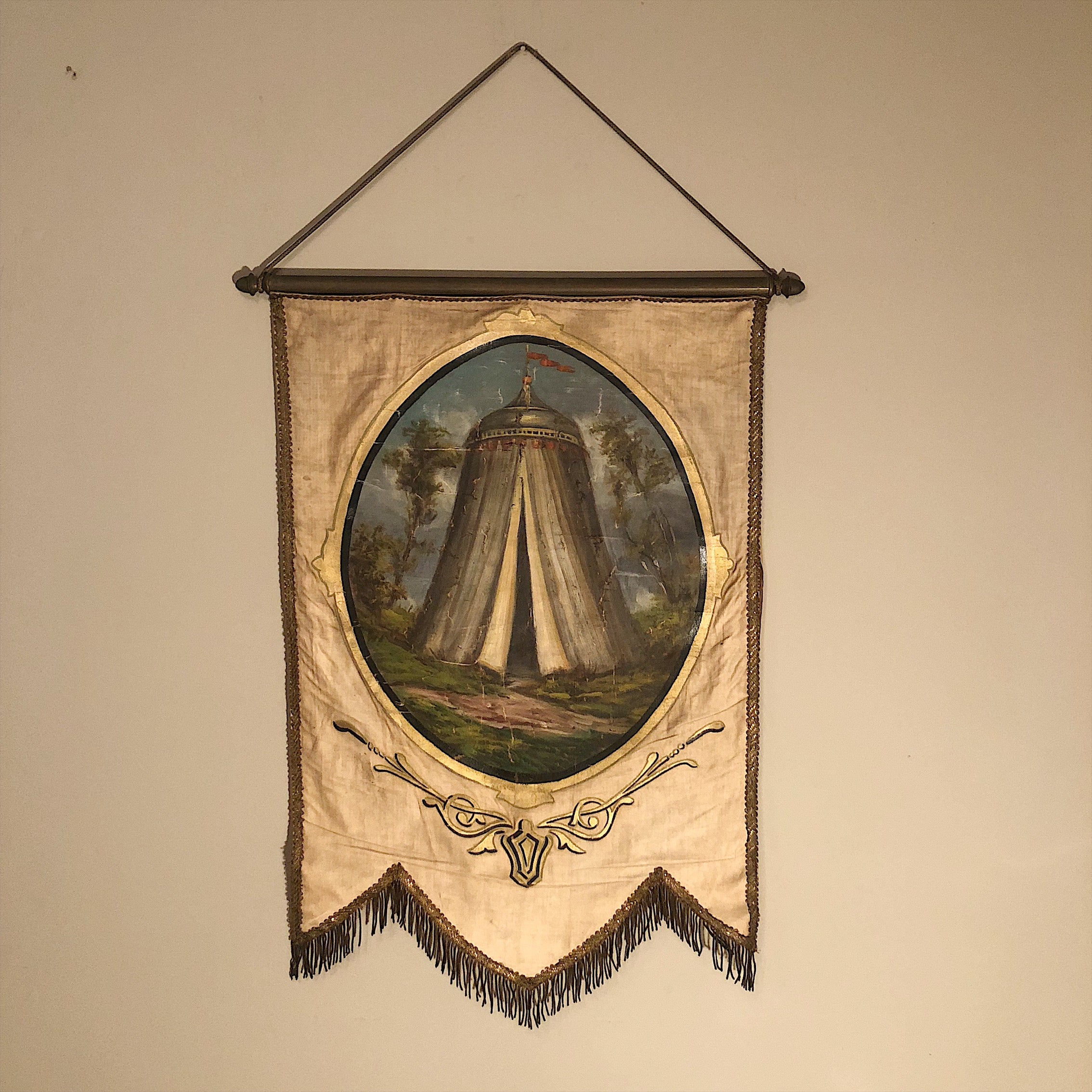 Unusual Antique Odd Fellows Ceremonial Banner from 1800s 