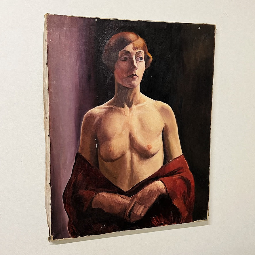 1930s Art Deco Painting of Nude Woman - Early 1900s Portrait Paintings - Antique Artwork - Chicago Institute of Art - Illinois Artist