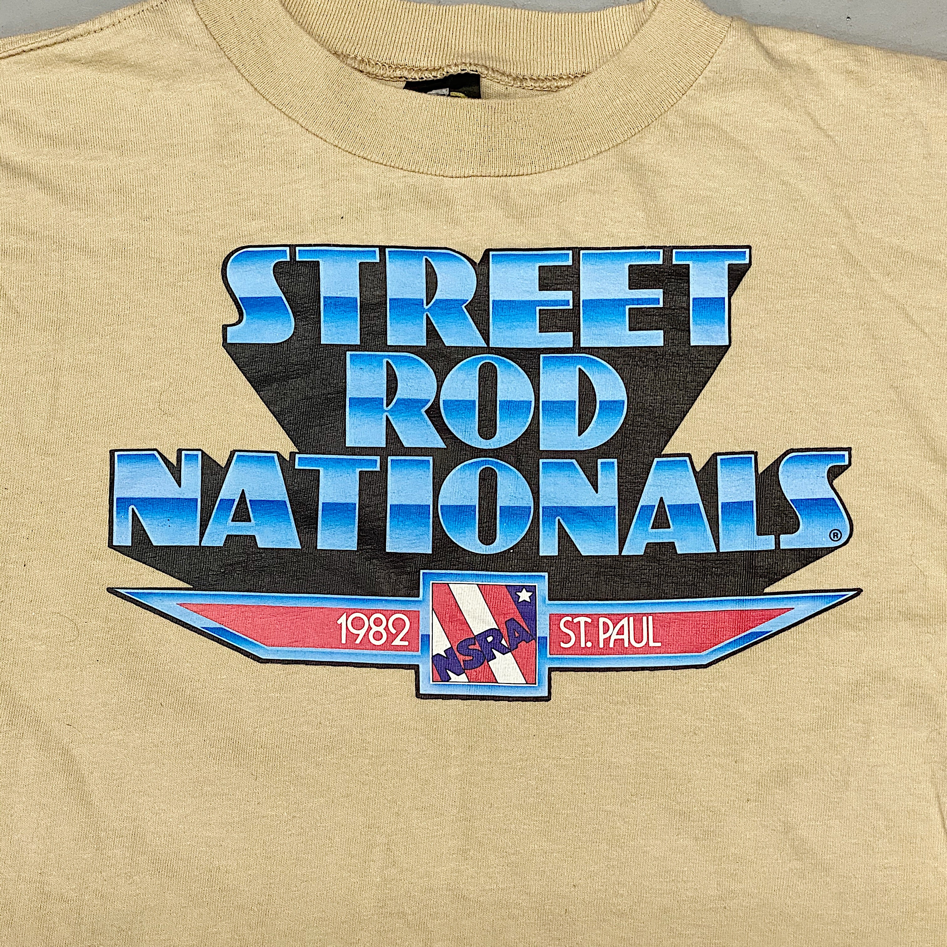 Vintage Street Rod Nationals T Shirt from 1982 - Medium - Saint Paul Minnesota Hot Rod Racing - 1980s Classic Car Clothing