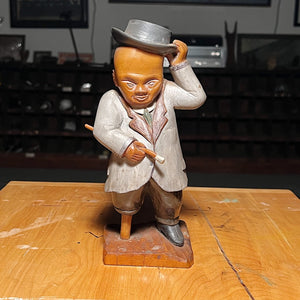 Tony Wons Folk Art Sculpture of Figure in Hat Suit | 1950s