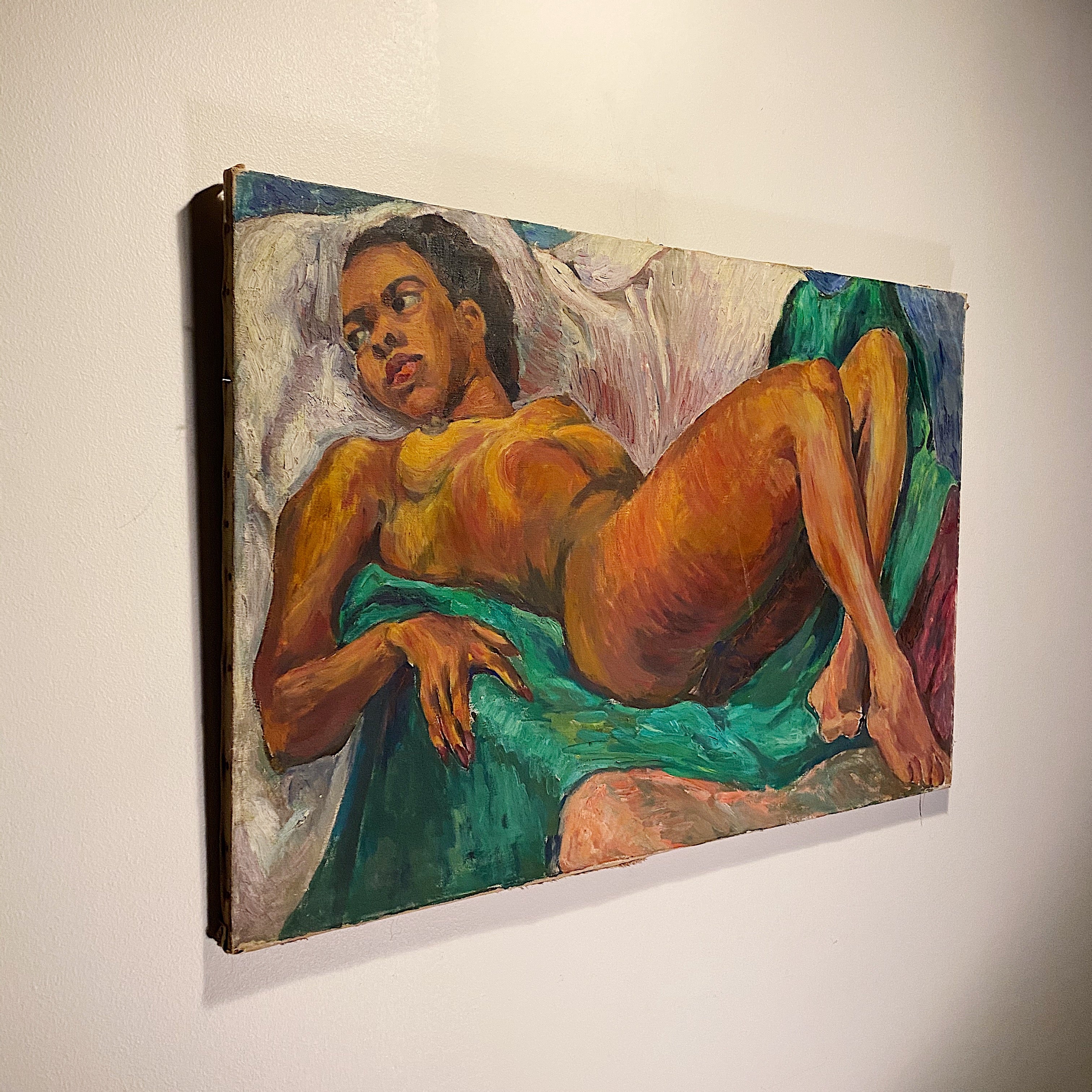 Chicago Artist WPA Era Painting of African American Nude Woman by Lillian Jean Nosko - 1940s Chicago Institute of Art - Midcentury Artwork - Listed Artist