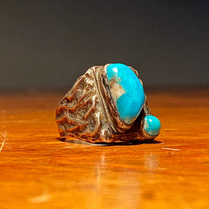 Vintage Dead Pawn Turquoise Biker Ring | Size 9