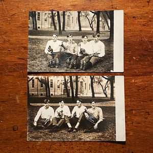 Set of 2 Antique RPPC of Band with Shoe Message - Early 1900s - Set of 2 Unused - Unusual Photograph - Rare College Music Group Photography  - Funny