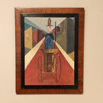 Antique Cubist Painting from 1930s - Marshall Field's Picture Gallery Art - Oil on Masonite - Rare Unusual Artwork - Depression Era Art