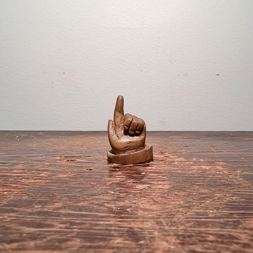 Rare Tony Wons Folk Art Sculpture of Pointing Finger - 1950s Unusual Wood Sculptures - 1 1/2" x 1" - Rare Artwork from 1930s Radio