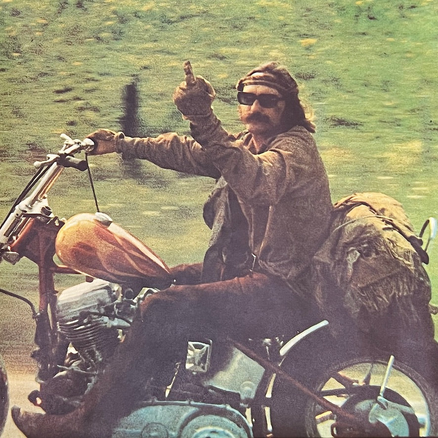 1970s Easy Rider Poster of Dennis Hopper on Motorcycle Giving the Bird - Vintage Counter Culture Posters - Motorcycle Culture - Iconic Art