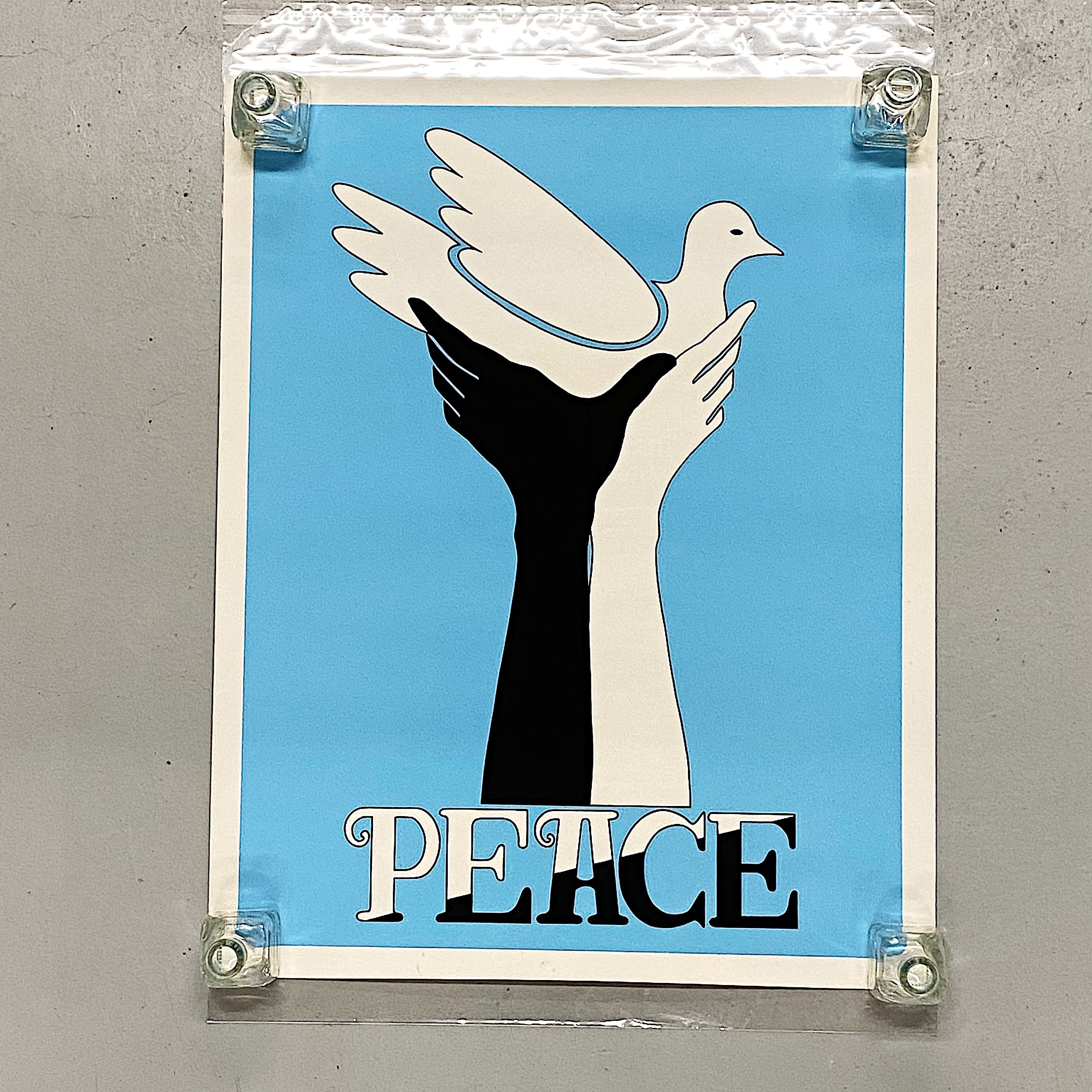 1960s Peace Poster with Dove and Hands - Rare Civil Rights Artwork - Blacklight? - Hippie Wall Art - Haight Ashbury - Counter Culture Cool