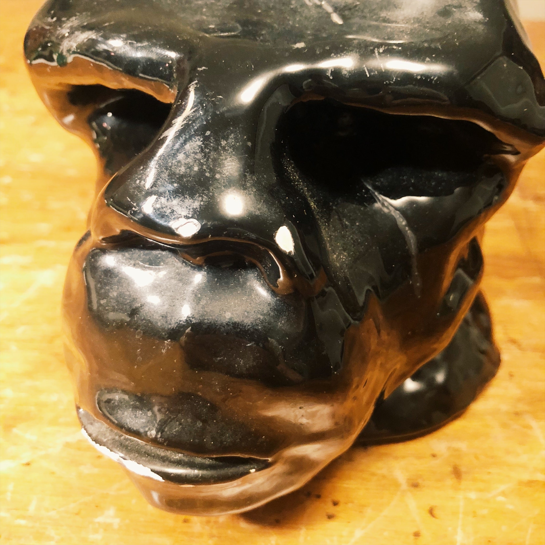 Vintage Gorilla Head Sculpture Close Up