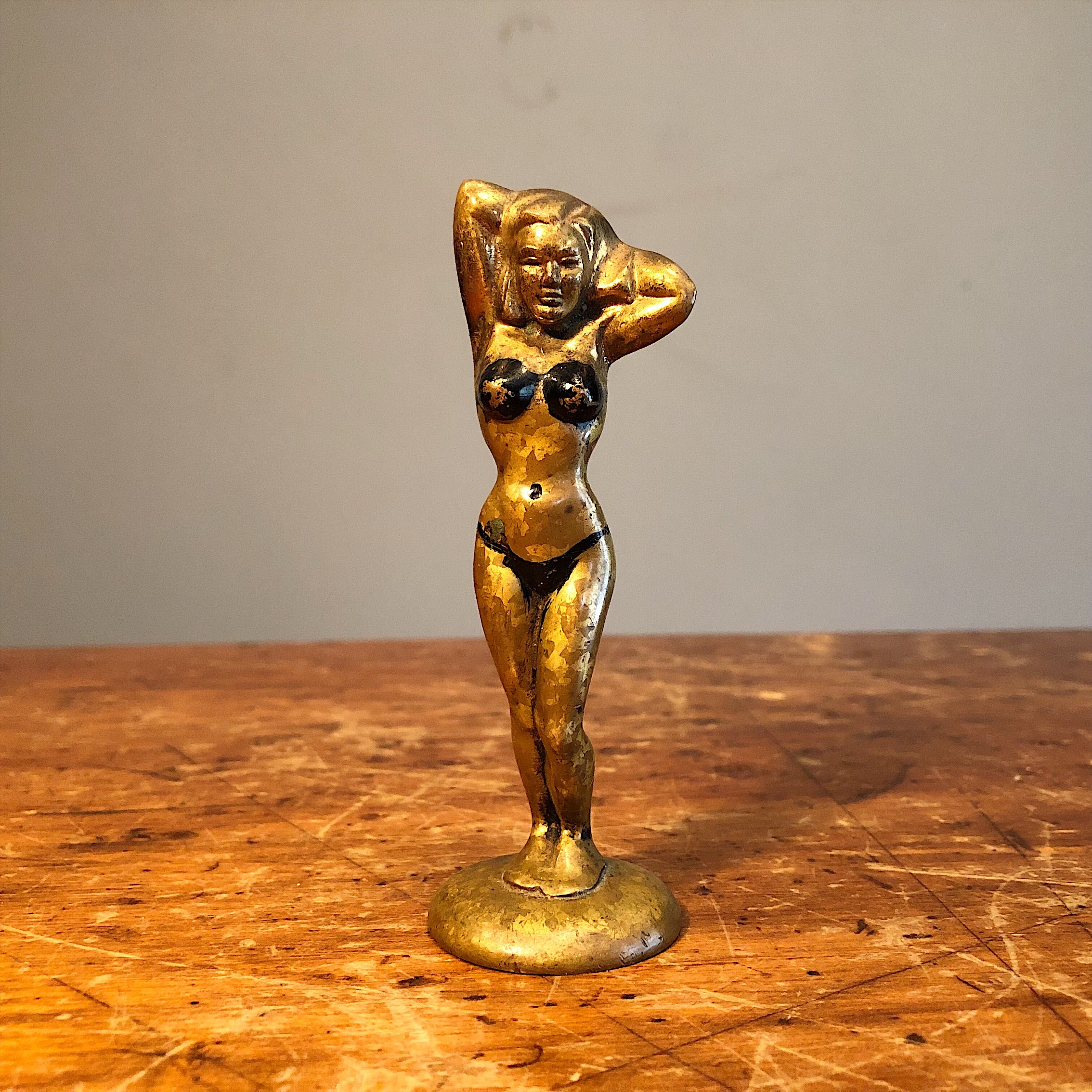 Art Deco Nude Woman Bottle Opener - Vintage Brass Breweriana - 1920s - Rare Deco Collectibles