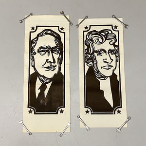 1960s Presidential Woodcut Prints | Rare Set of 12