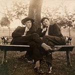 Antique Photograph of 2 Gents Lounging on a Bench | Early 1900s