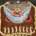 Vintage Amazonian Folk Art Painting of Surreal Snake Scene - Rare 1970s Indigenous Artwork - Serpent Textile Paintings - Hallucinogenic Art
