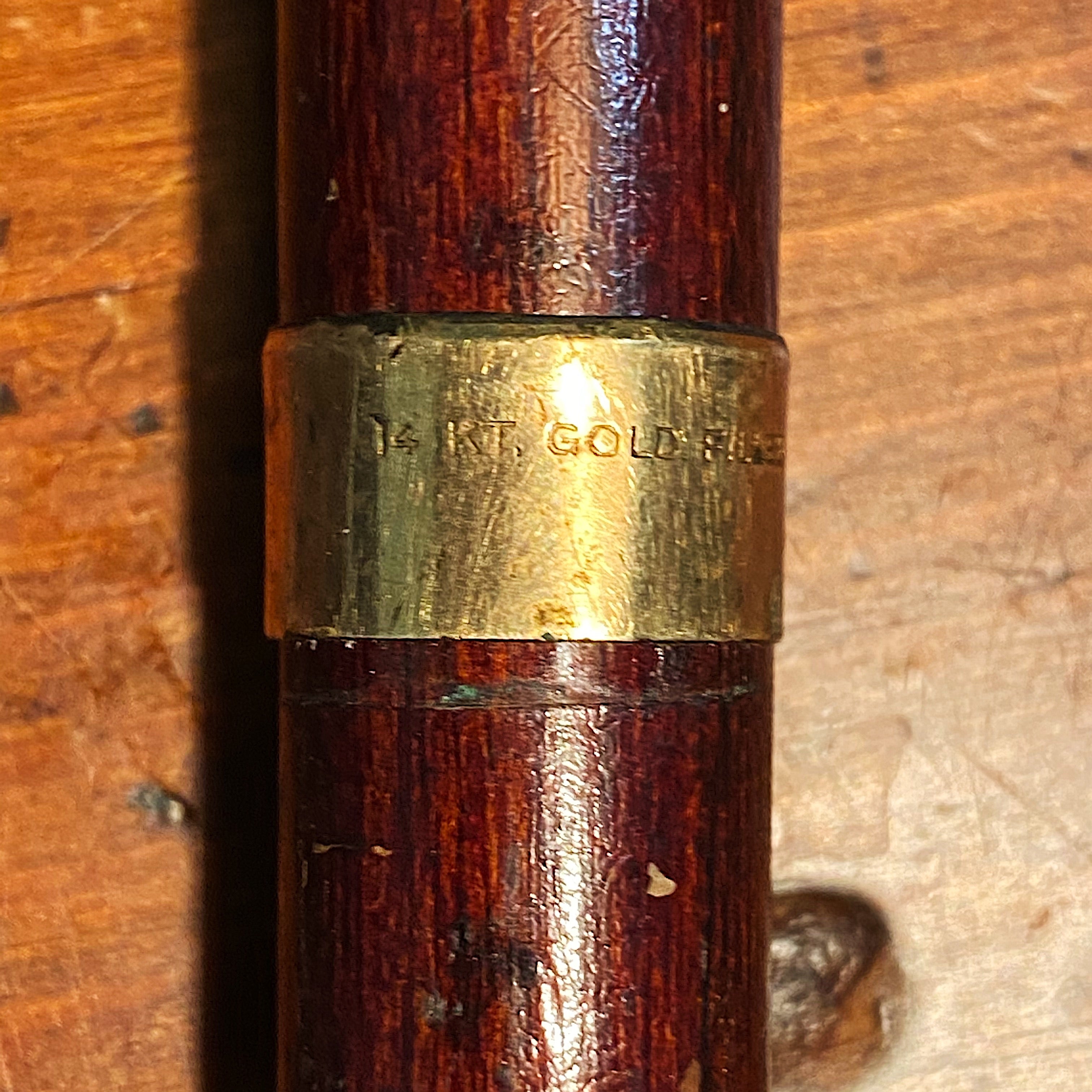 Gold Band from Antique Billy Club Cane with 14 Carat Gold Band - 32" Tall - Rare Unusual Walking Stick - 19th Century? - Patina from Use - Bad to the Bone