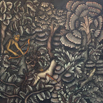1930s Batuan Painting of Hunter in Forest - Ida Bagus Rai? - Vintage Balinese Art - Sanur Painters - Hunting - Ink on Watercolor - Rare