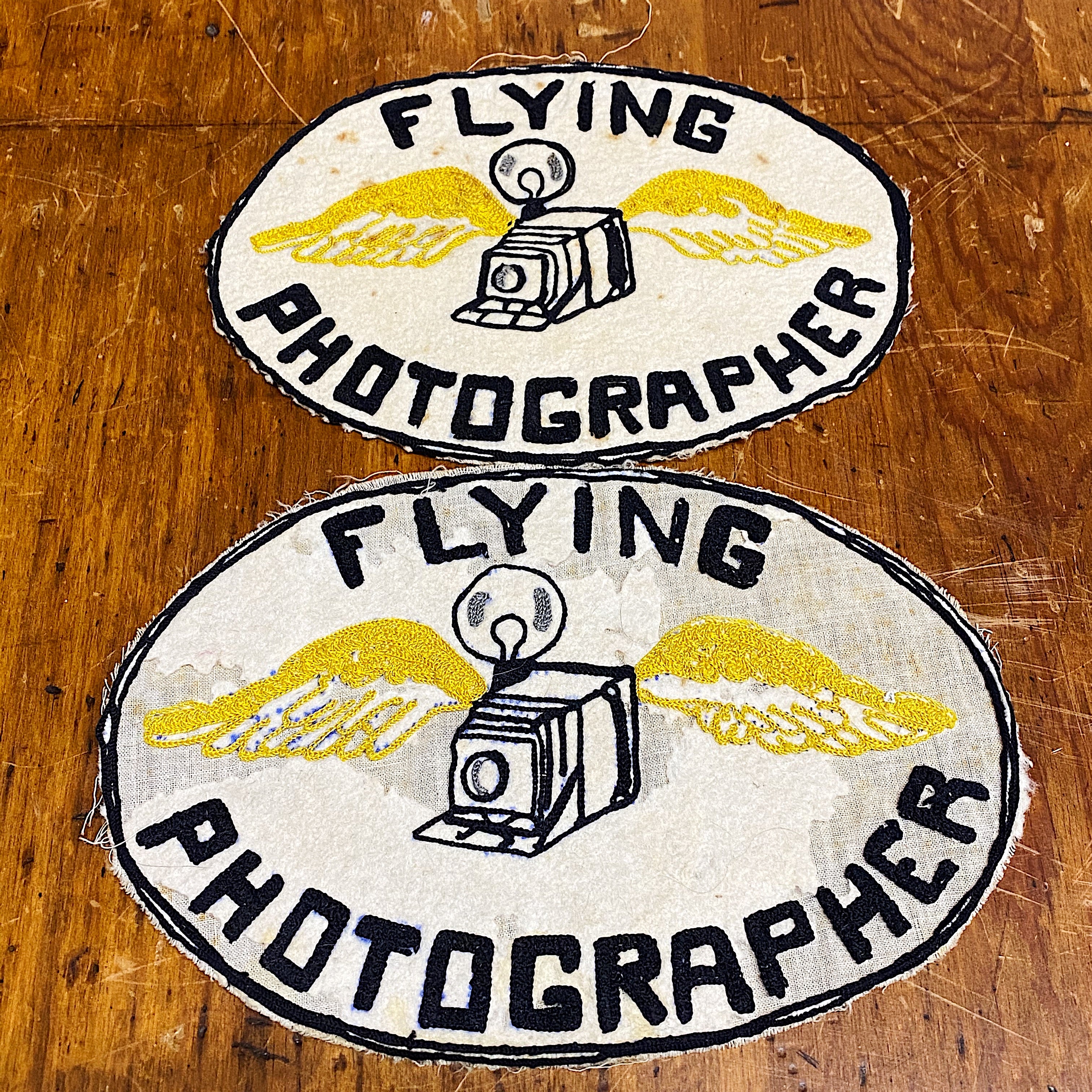 Rare WW1 Military Patches Flying Photographer - Set of 2 - Camera and Wings - Aerial Photography Patch World War 1 - Collectibles - Unusual  Multiple 