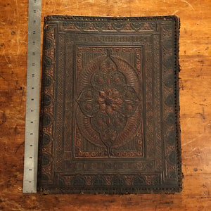 Antique Leather Portfolio Cover with Tooled Ornate Design -Manuscript Cover - 1800s - Arts and Crafts - 19th Century