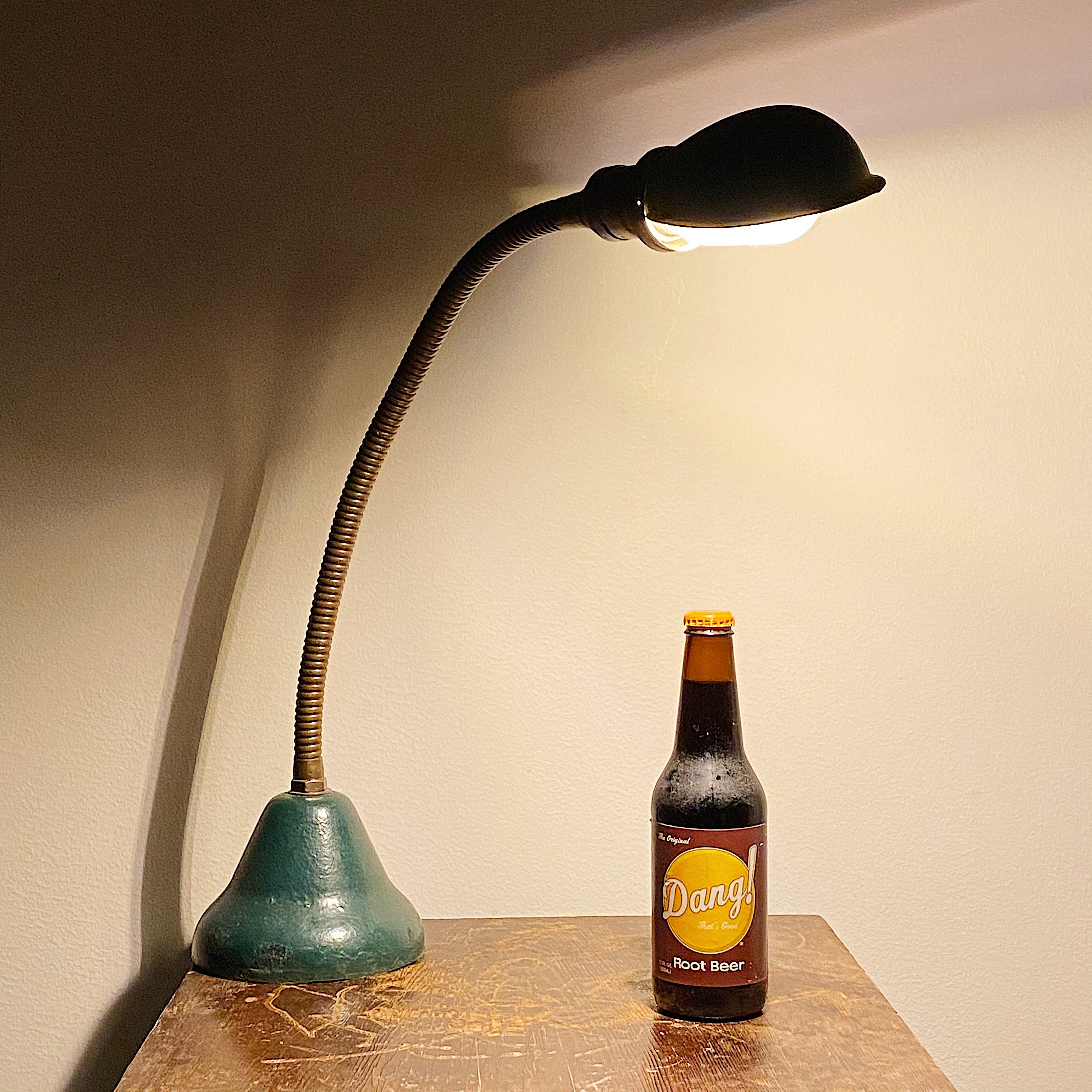 Antique Hubbell Gooseneck Lamp with Rare Metal Base | 1920s