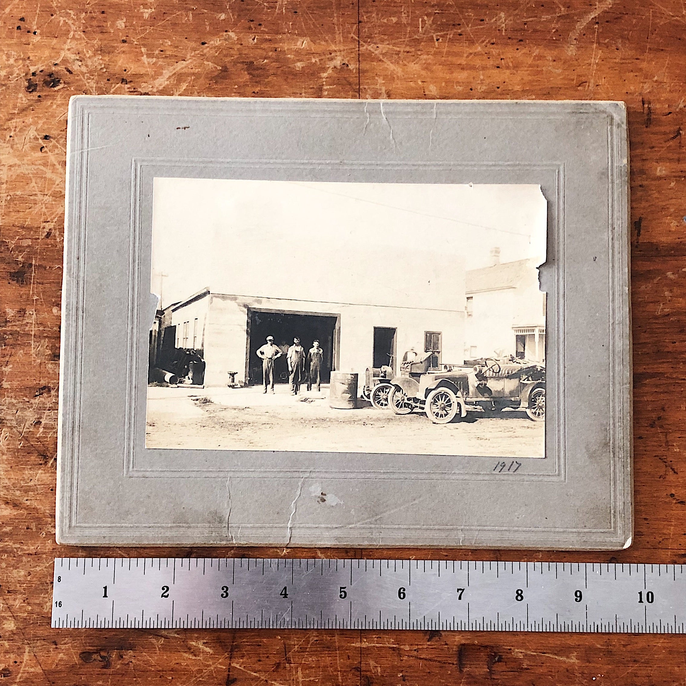 Antique Photograph of Mechanic Shop from 1917