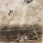 Unusual Antique Photograph of Man Falling from Plane - 1918 - Silver Gelatin Print - Miami Florida - Rare Daredevil Photography