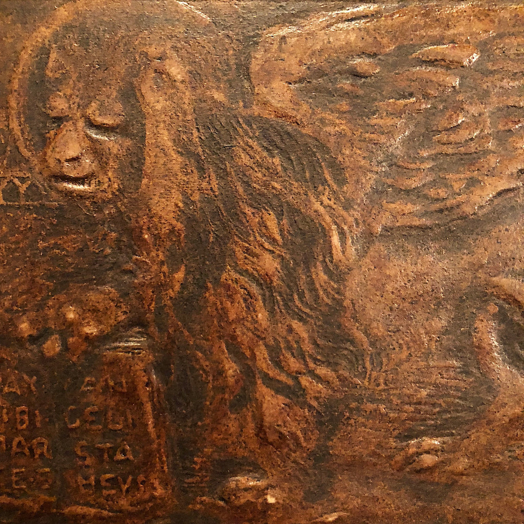 Antique Leather Portfolio with Lion of St. Mark - Ornate Tooled Folk Art - Continental School Manuscript Cover - 1800s 