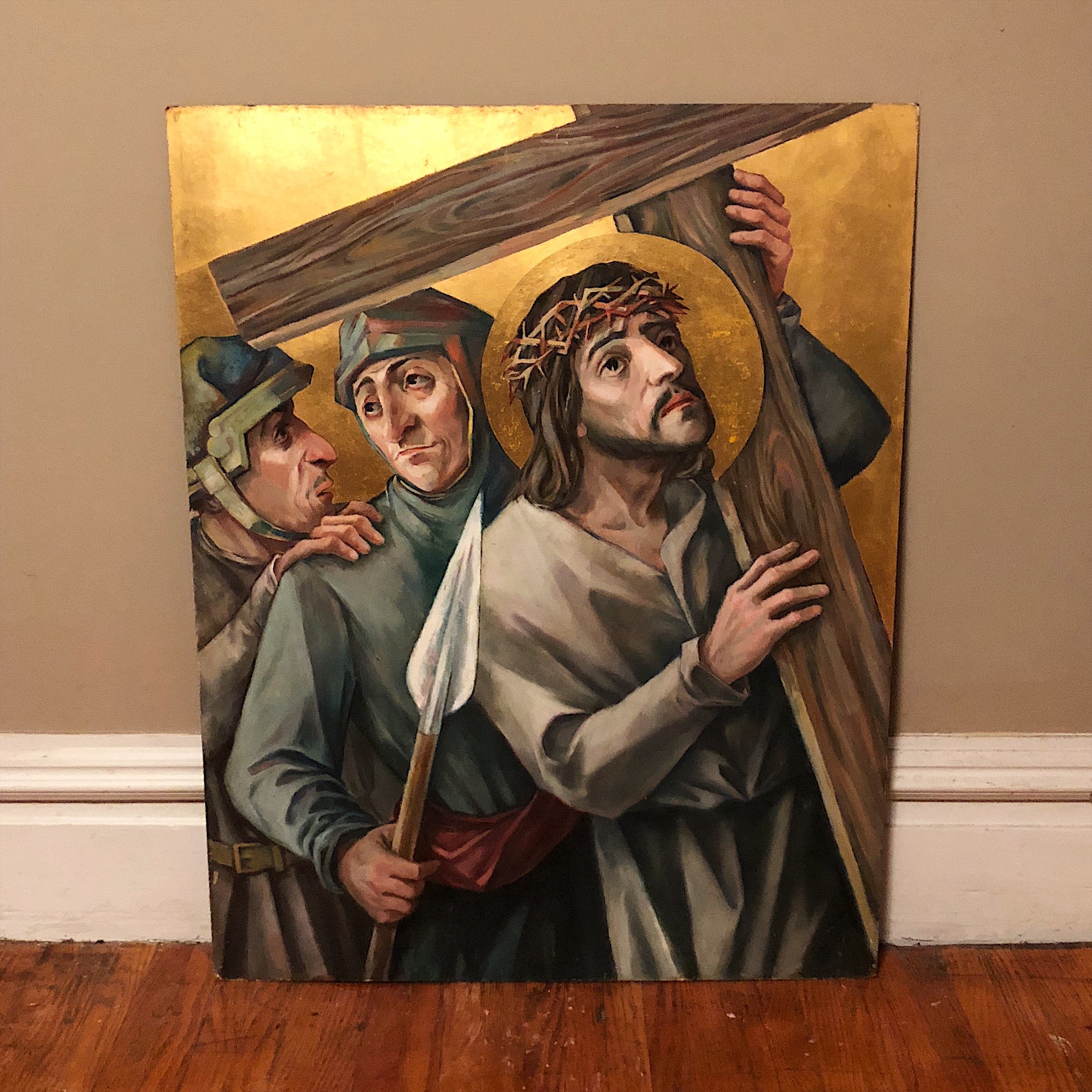 Large Painted Panels of Stations of the Cross - Set of 7