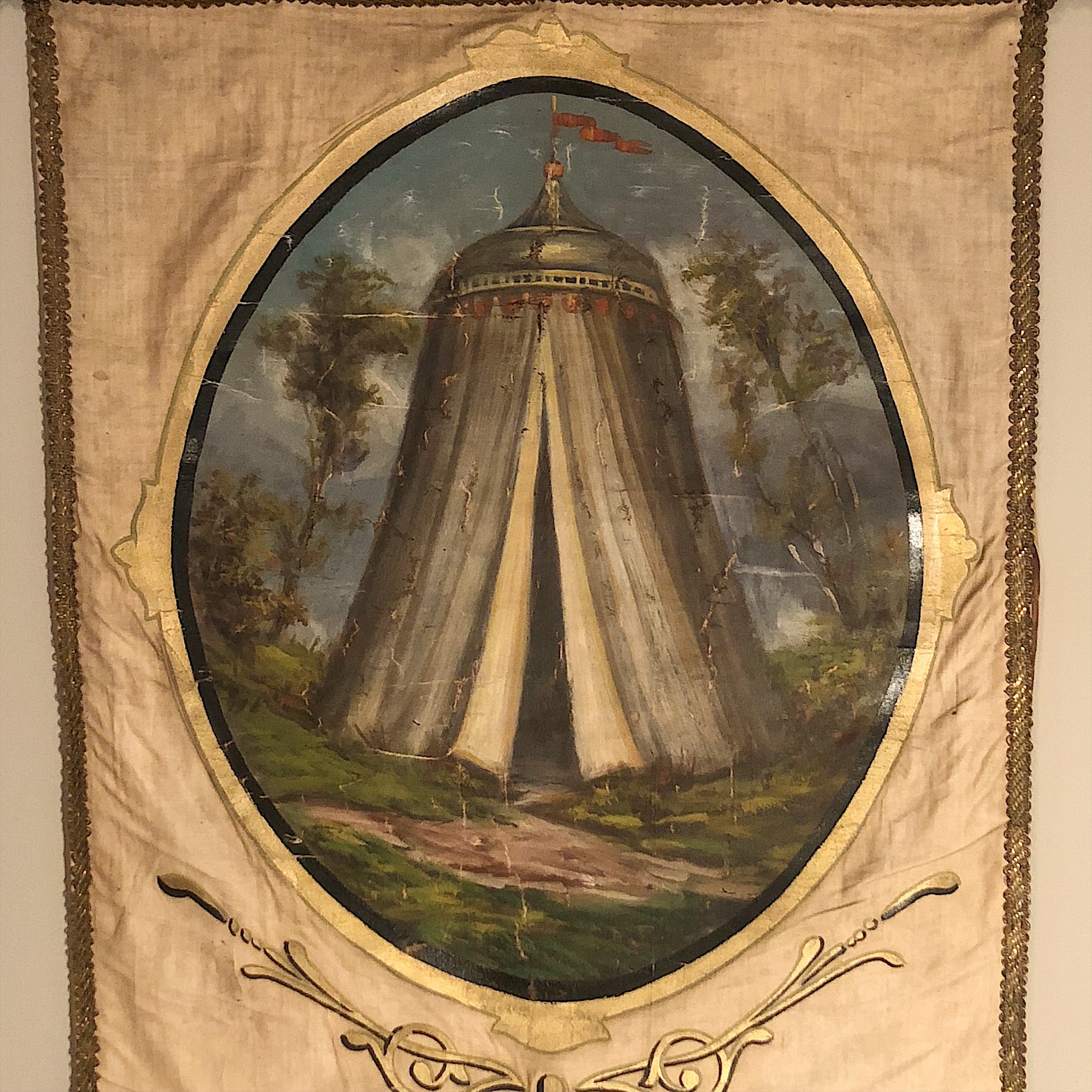 Antique Odd Fellows Ceremonial Banner from 1800s 