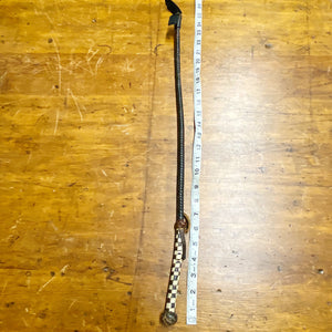 Antique Leather Horse Riding Whip with Unique Pattern | Early 1900s