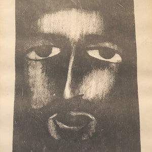 1940s Unusual Art Print of Haunting Face from WPA Era | 1947