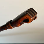 Rare Antique Folk Art Walking Cane of Clenched Fist with Blackthorn Shaft - Unusual Turn of the Century Wood Carving - American Folk Artists
