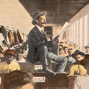 Antique RPPC of Cigar Factory with Man Reading Newspaper