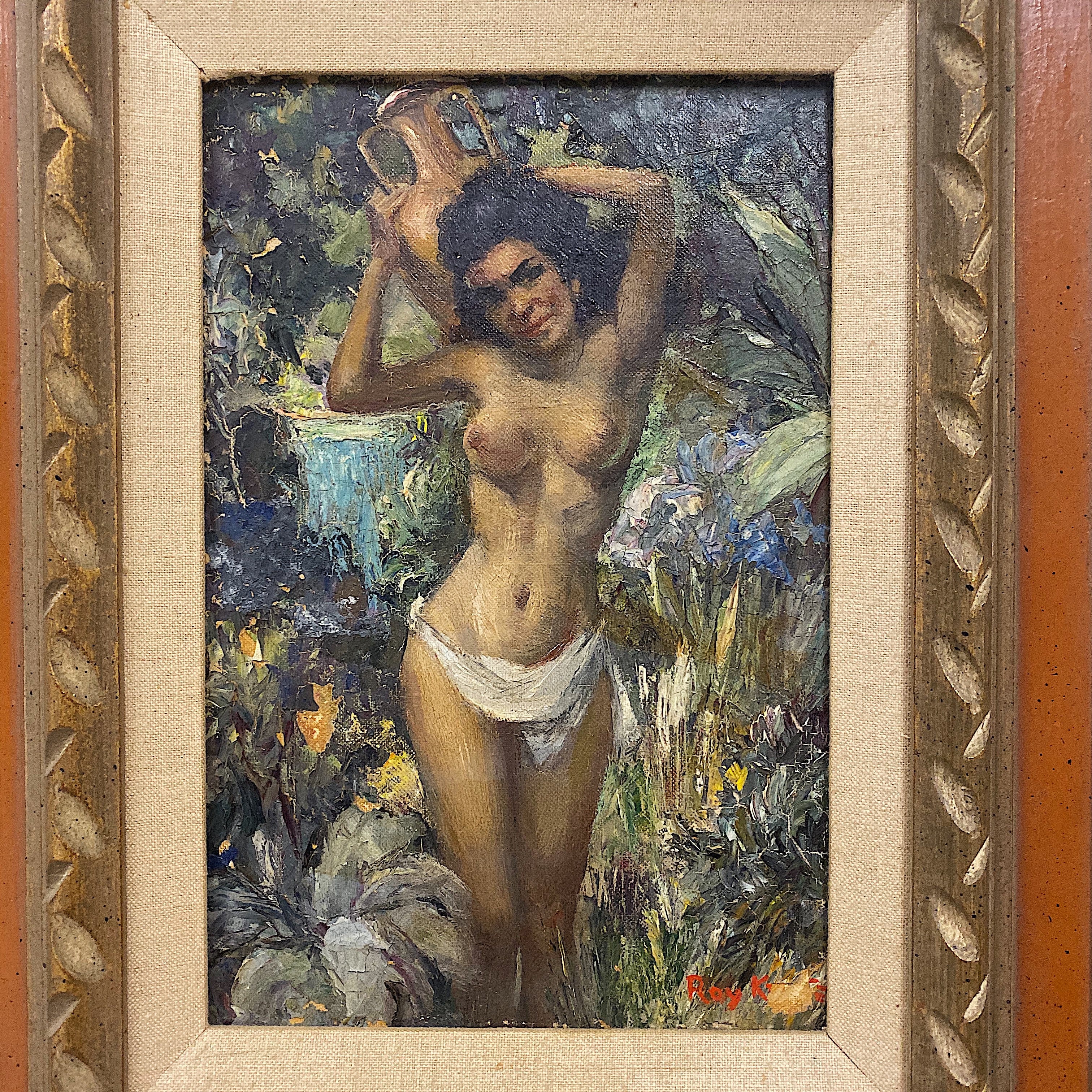 Roy Keister Nude Painting titled "Nina" - 1950s? - Signed by Listed Artist - Vintage Knife Paintings - Illustration Artist - AS IS Illustration