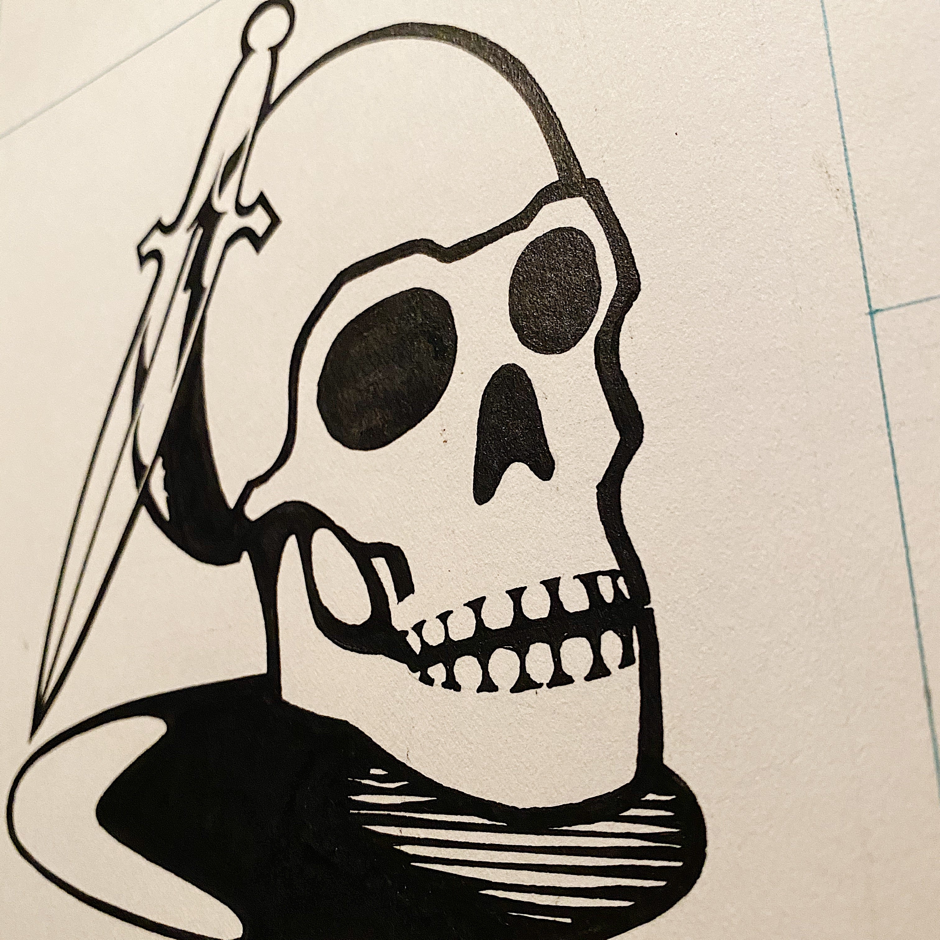 Skull Knife Tattoo Vinyl Logo Design | 1990s?