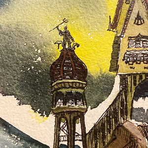 1970s Illustration Art Painting | Gothic "Haunted Lighthouse"