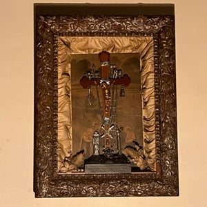 19th Century Indulgences Religious College with Dice and Skull Crossbones - Rare Antique 1800s Victorian Catholic Iconography - Exorcism