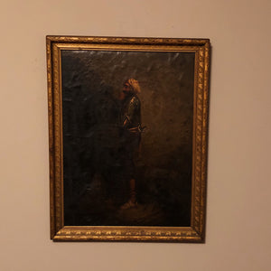 Antique Oil Painting of Arabian Warrior Peering into the Darkness - Mystery Artist - Persian Artwork  - Orientalist