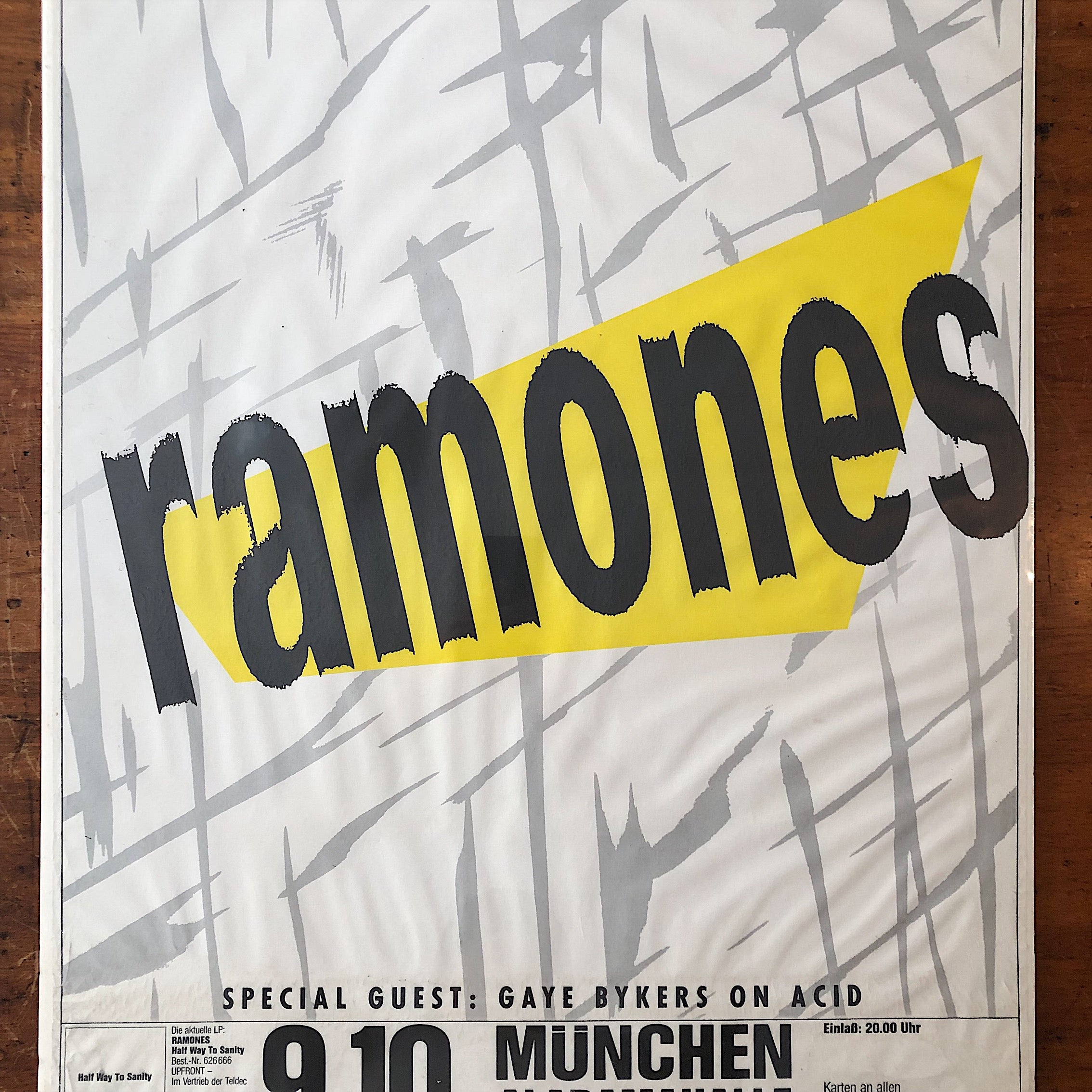 Ramones Concert Poster from Munich Germany 1987 - Punk Rock Memorabilia - Rock Posters - Half Way to Sanity - 33" x 23"