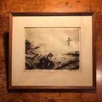 Nils P. Larsen Drypoint Etching of War Scene - What Price Fuhrer? - Pencil Signed - Hawaiian Artist - Listed 