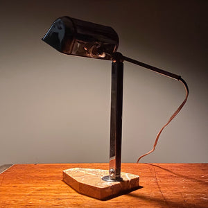 1930s French Chrome Articulating Desk Lamp with Marble Base