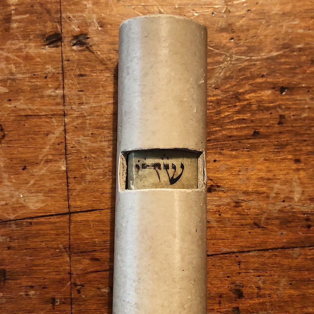 Vintage Mezuzah on Vellum with Handwritten Inscription - Shaddai - Unknown Age - Judaica Relic - Jewish Orthodox