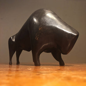 Modernist Bronze Bull Sculpture - Mystery Artist - 1950s - Rare Modern Decor - Vintage Industrial Prop - Mid Century Design - Accent Piece