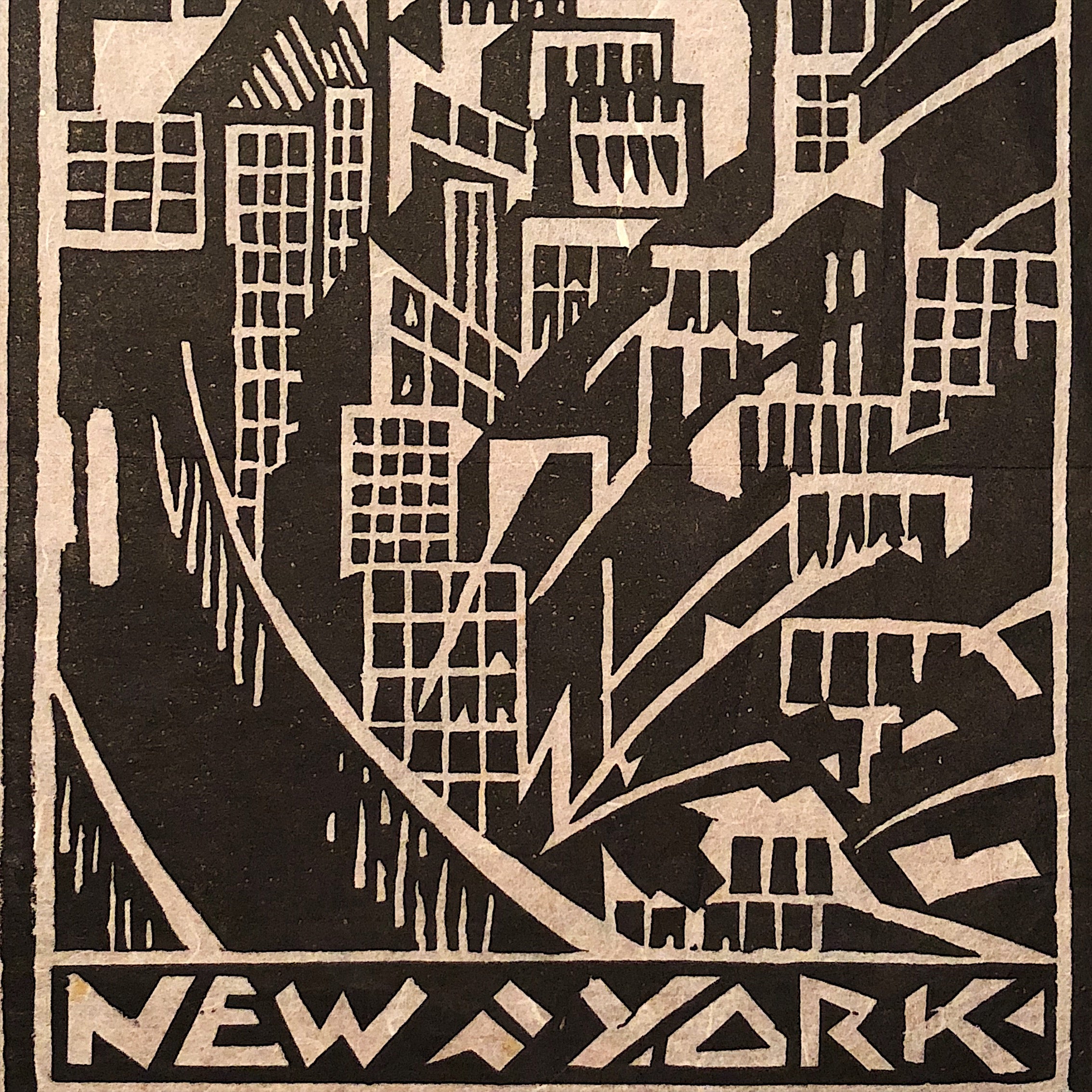 New York City Art Deco Woodcut from 1930s