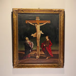 Antique Crucifixion Painting with Skull - Early 1900s? - Old Master Style - Gothic Artwork - Ornate Frame - Classical Artwork