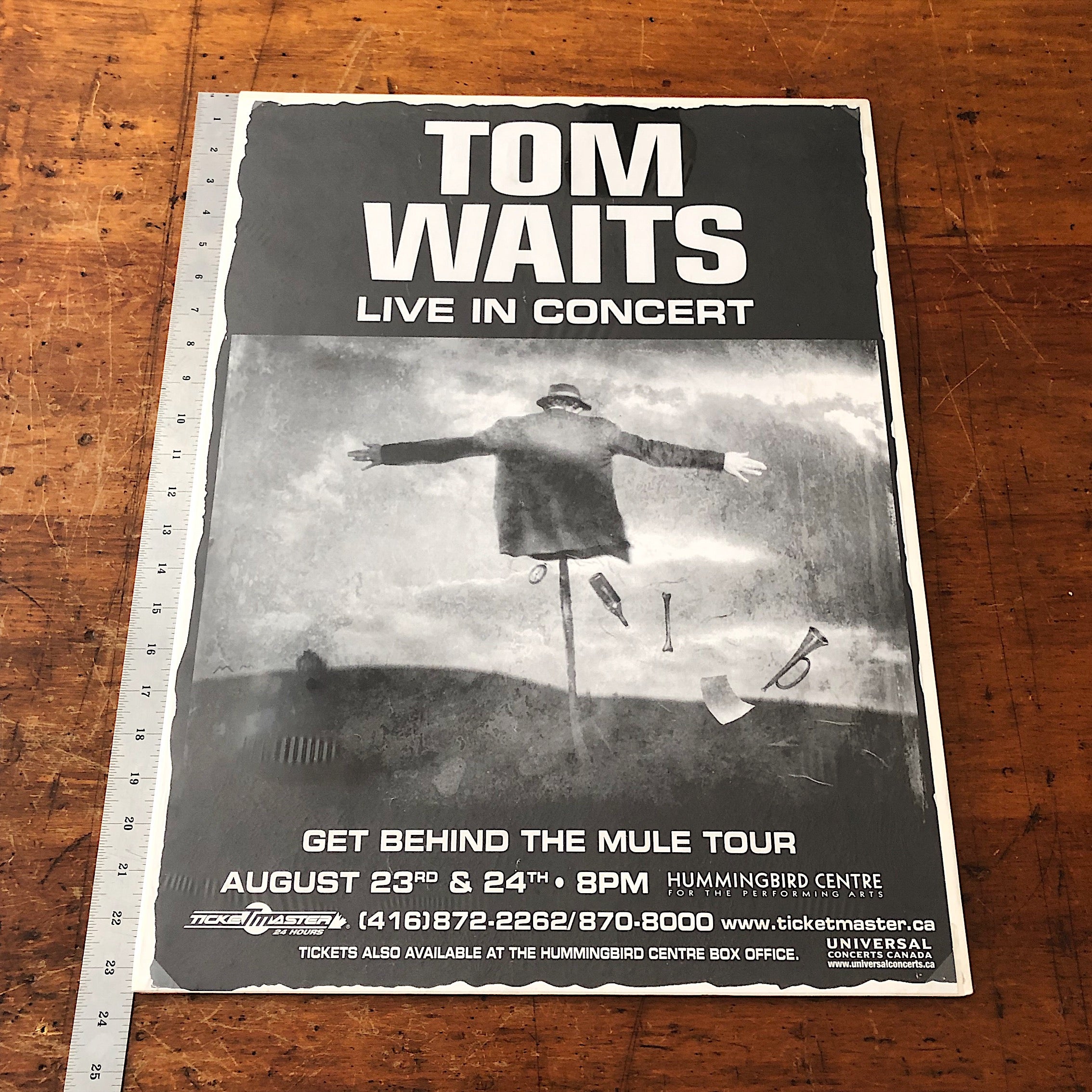 Tom Waits Concert Poster from 1999 - Get Behind the Mule Tour - Toronto Canada Shows - Rock Memorabilia 