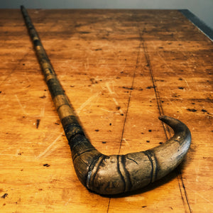 19th Century Stacked Horn Walking Cane with Hook Handle - 1800s