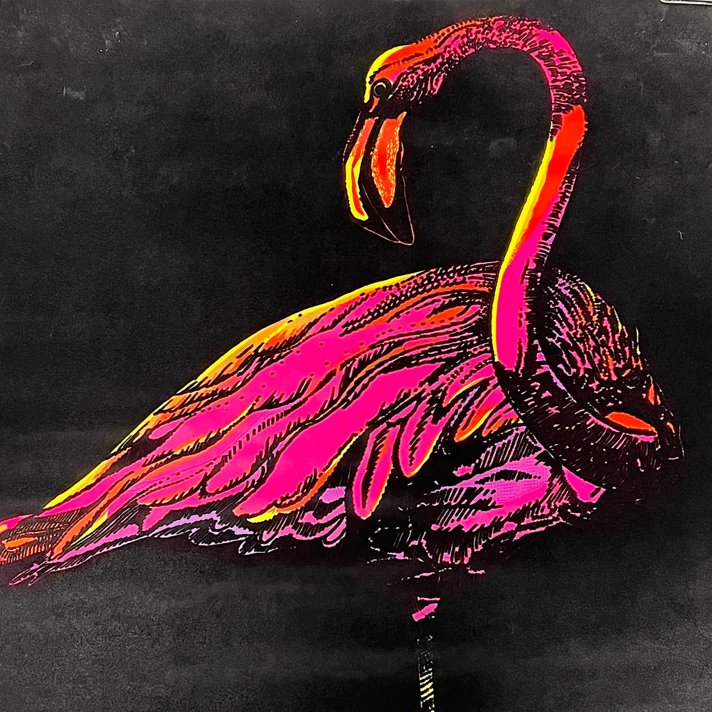 1970s Pink Flamingo Black Light Poster - Original 1973 Pro Arts Inc Posters - Funky Vintage Wall Art - Head Shop - Rare Silkscreen Posters
