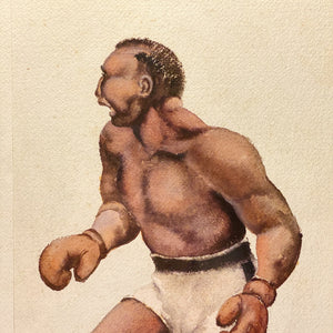 WPA Era Painting of Boxing Match | 1930s Watercolor on Paper