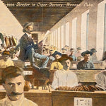 Antique RPPC of Cigar Factory with Man Reading Newspaper
